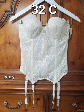 Vintage Goddess Ivory Lace Corset Bustier 34C NOS NWT Bridal